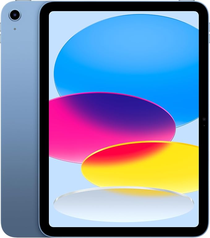 Apple iPad front view with large colorful Retina display screen.