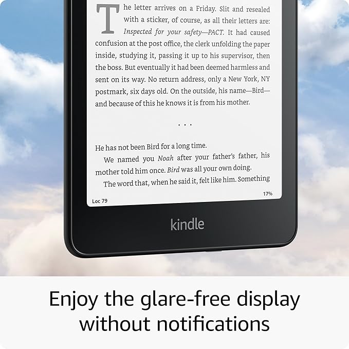 Kindle Paperwhite glare-free display for reading outdoors in bright sunlight.