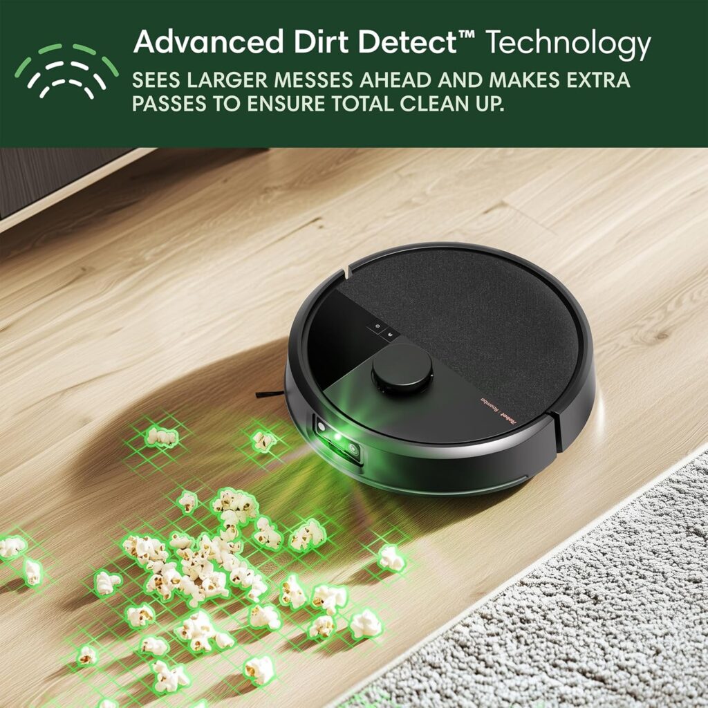 Roomba using Dirt Detect™ technology to identify and clean larger messes