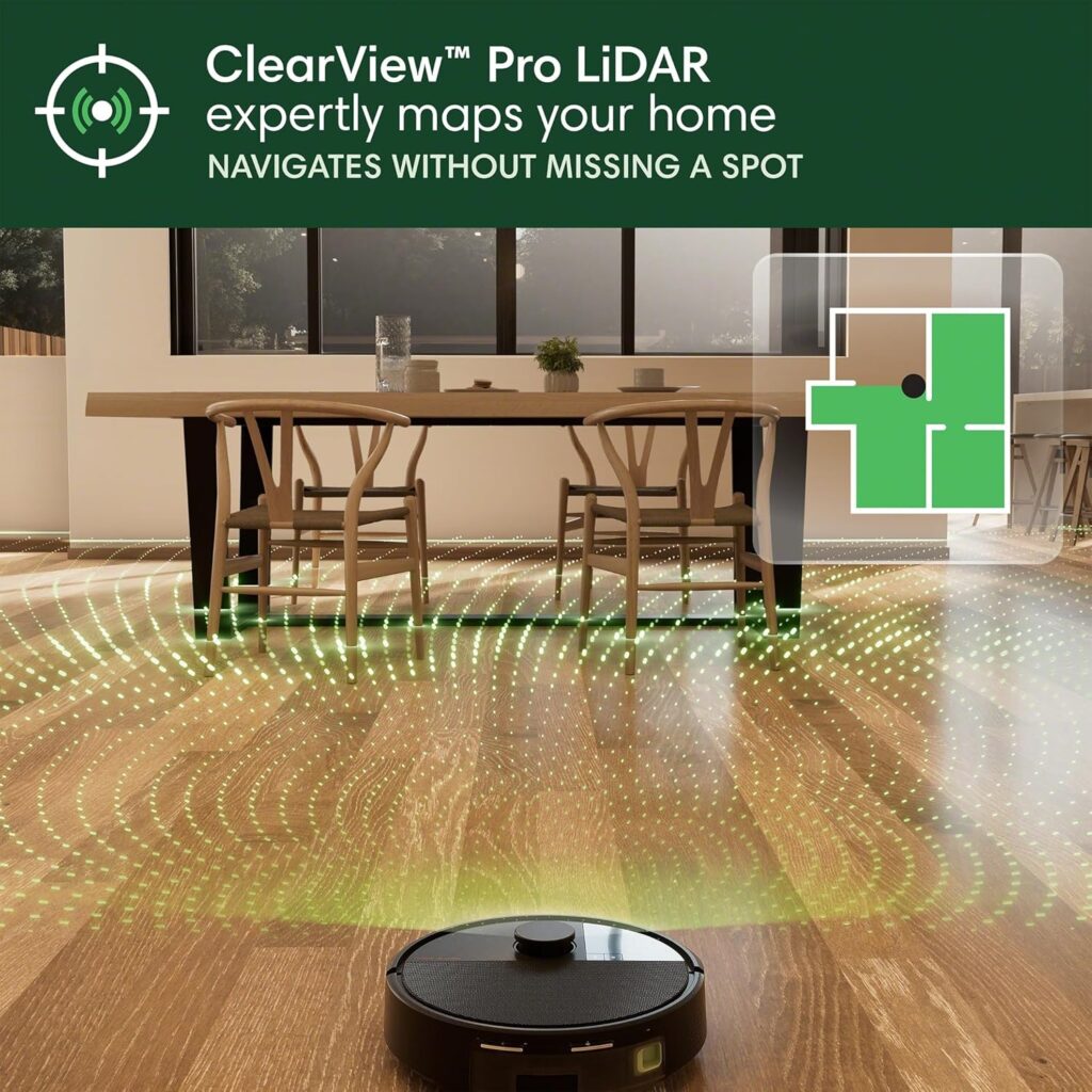 Roomba using ClearView Pro LiDAR to map home layout accurately.