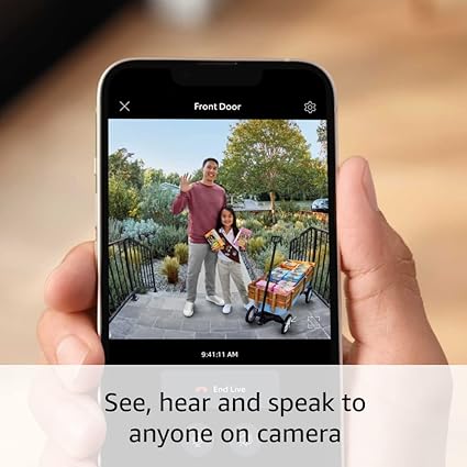 Live video feed from Ring Doorbell displayed on phone with two-way talk option