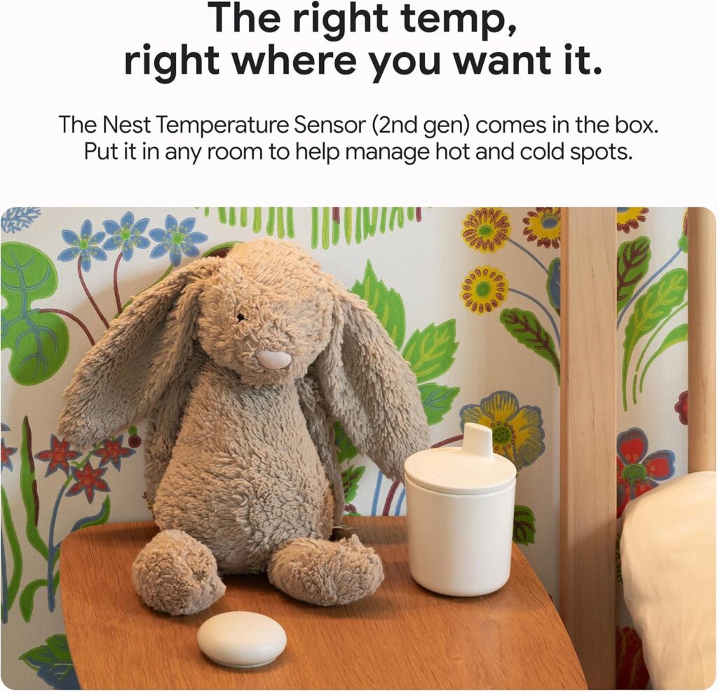 Nest Temperature Sensor on bedside table to manage hot and cold spots in a room