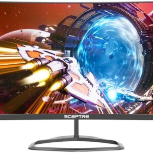 Sceptre Curved 24.5-inch Gaming Monitor up to 240Hz 1080p R1500 1ms DisplayPort x2 HDMI x2 Blue Light Shift Build-in Speakers, Machine Black 2023 (C255B-FWT240)